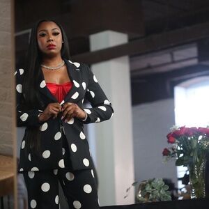 Black & White Polkadot Pant Suit